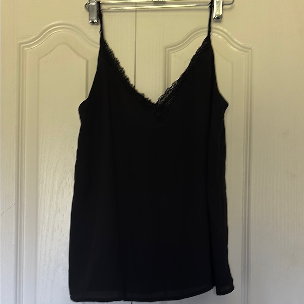 Black Camisole with V-Neckline and Spaghetti Straps